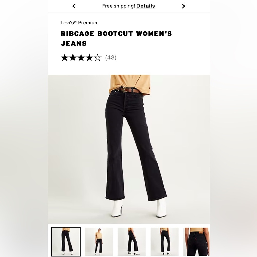 Levis Ribcage Bootcut Jeans - Dark Wash